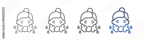 
outline icon set cleansing with design of people doing facial treatment