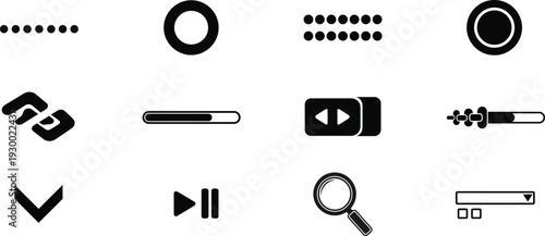 Set of 12 media and technology icons vector