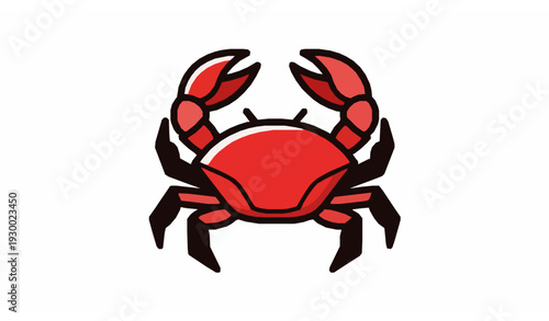 Hand drawn red crab symbol cartoon vector icon