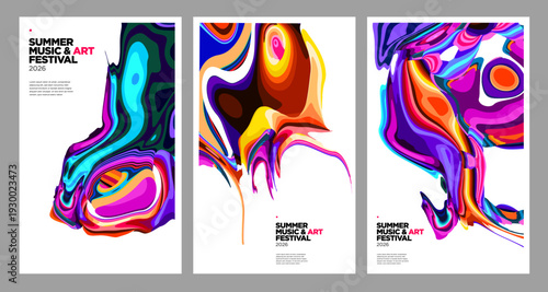 Vibrant Abstract Posters for Summer Music and Art Festival