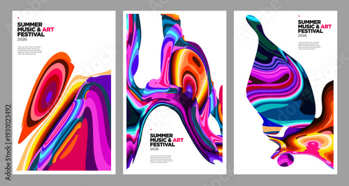 Abstract colorful posters for modern music and art festival