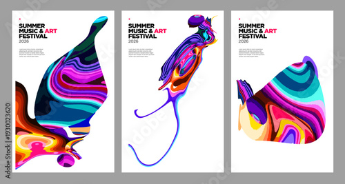 Abstract Fluid Art Posters for Summer Music Festival Promotion