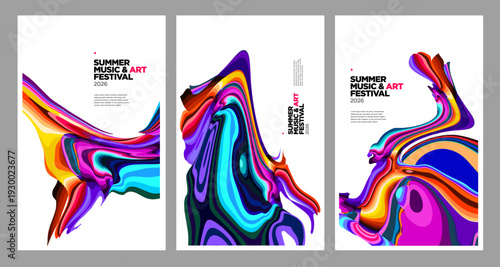 Colorful Abstract Fluid Art Posters for Modern Art Festival