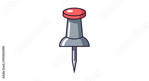 Push Pin Vector Illustration, Office Supplies, Flat Design, Concept, Note, Reminder