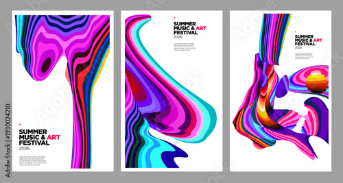 Vibrant Abstract Posters for Summer Music and Art Festival
