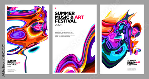 Colorful Abstract Posters for Summer Music and Art Festival
