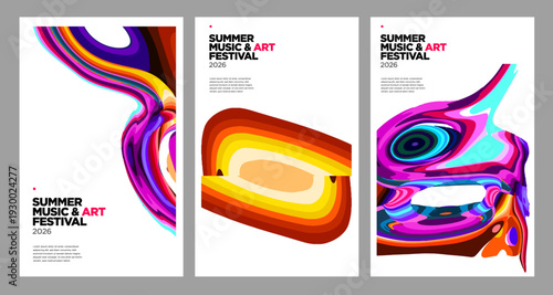 Colorful Abstract Posters for Summer Music and Art Festival