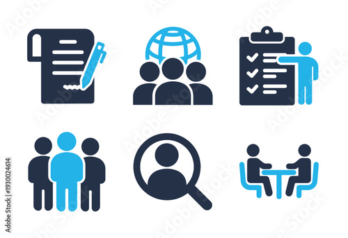 Business Administration and Team Recruitment icon set. Solid glyph series icons