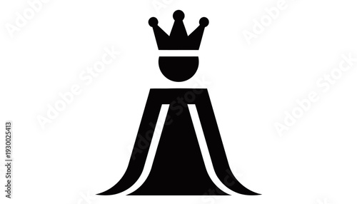Stylized king wearing crown and cape in modern silhouette