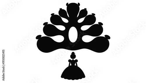Elegant woman in stunning floral silhouette dress design