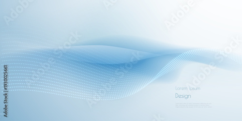 Illustration vector element with abstract wave line, motion pattern and particle dot on white , gray color background. Modern futuristic design for background. Digital datum, high tech, technology con