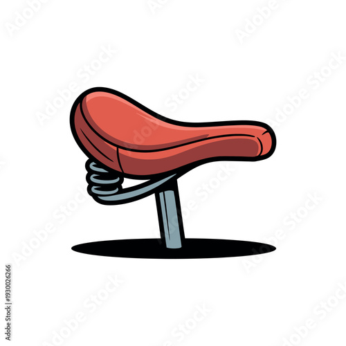 Bicycle seat illustration shows a comfortable red saddle with visible metal springs mounted on a stem.