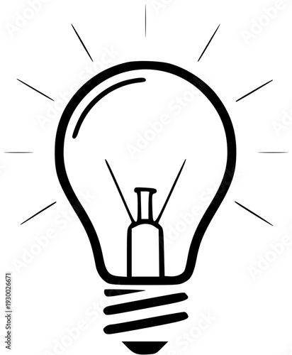 Glowing Lightbulb Icon - Idea, Innovation  Creativity Symbol