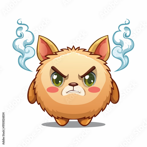 Angry cartoon cat with steam coming out of its ears.
