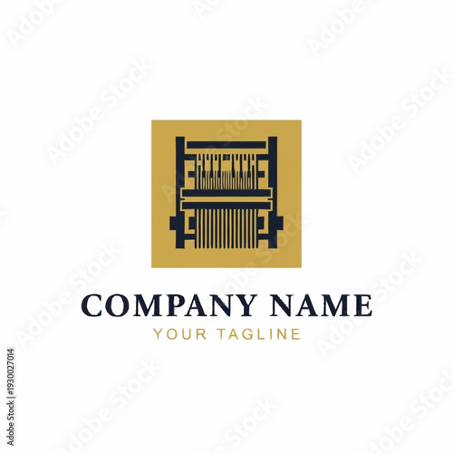 Traditional Handloom Weaving Machine Logo Design for Textile Company.