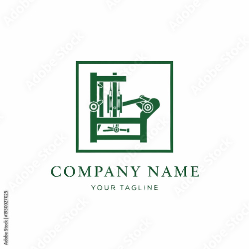 Vintage Loom Machine Logo Design for Textile Industry.