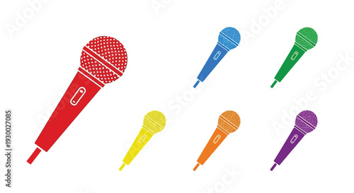 Collection of Colorful Microphones for Music and Performance.