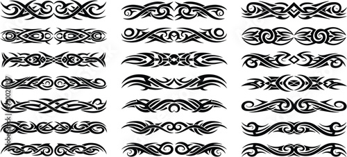 Black tribal tattoo white patterns