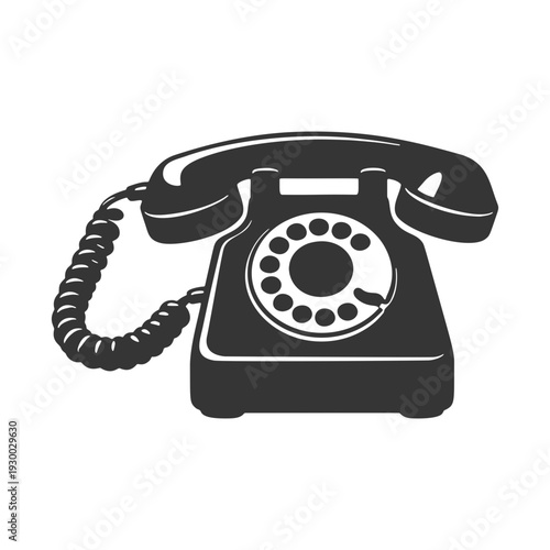 レトロな黒電話のシルエットアイコン