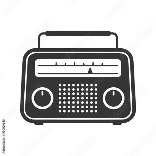 レトロなラジオのシルエットアイコン