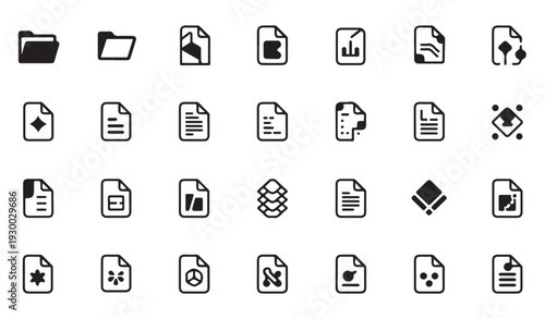 File icons. document and folder vector icon set. paper, form and contract icons