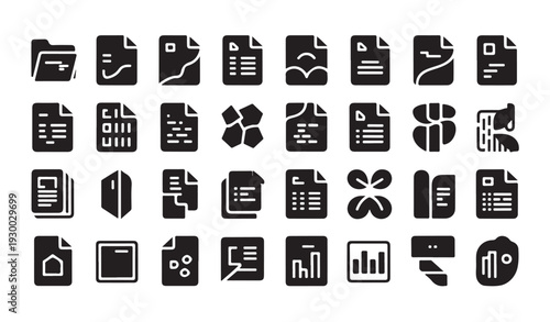 Document icons. file and folder vector icon set. paper, form, and contract icons