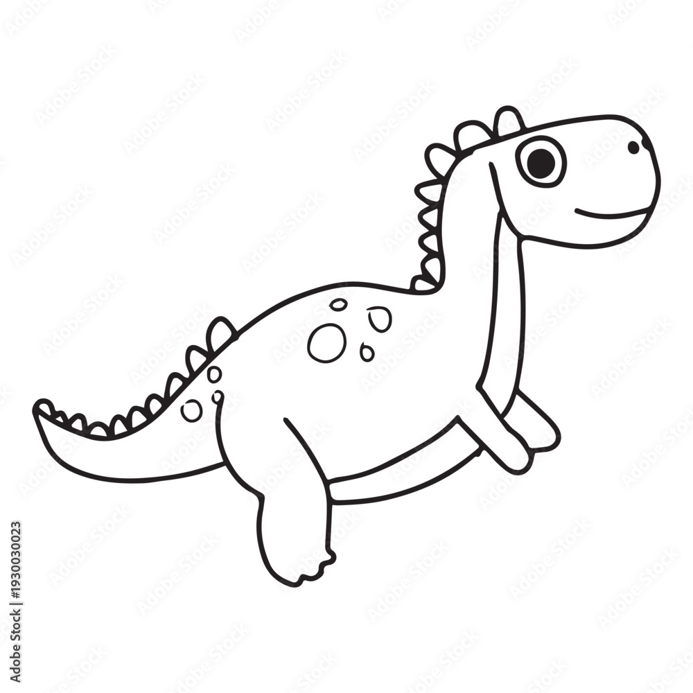 Obraz premium A cute green baby dinosaur cartoon smiling happily like a friendly little dragon character illustration isolated and fun