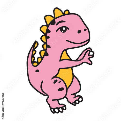 kawaii cartoon animal trex, jurrasic animal isolated on white background