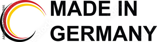 Modern Vibrant Gradient Arc "Made in Germany" Premium Circular Badge Label – German Flag Color Swoosh Vector Icon