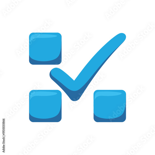 Blue three dimensional check mark symbol confirming successful completion of required survey options.
