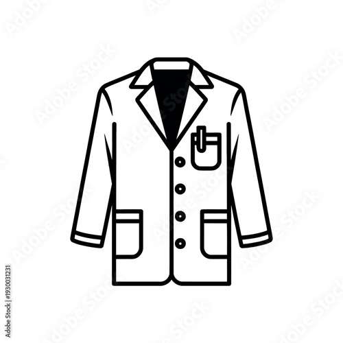 White laboratory coat featuring pockets and buttons represents a professional medical or scientific.