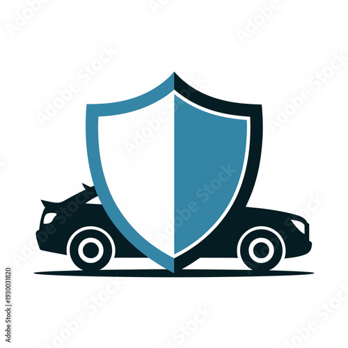 Car protection symbol shows a large shield safeguarding a modern automobile outline.