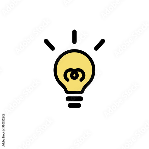 アイデアひらめきを表す電球イラスト（黄色）
