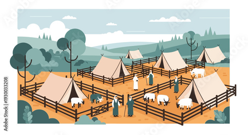 Illustration of Tents and Fenced Enclosures.