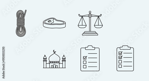 Icons Representing Law and Justice System.