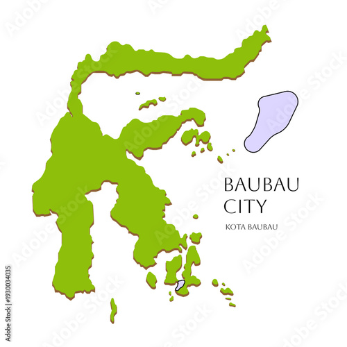 Baubau City map icon with marked municipal boundary. Flat vector asset for urban planning, city reports, infographic layouts, and local branding