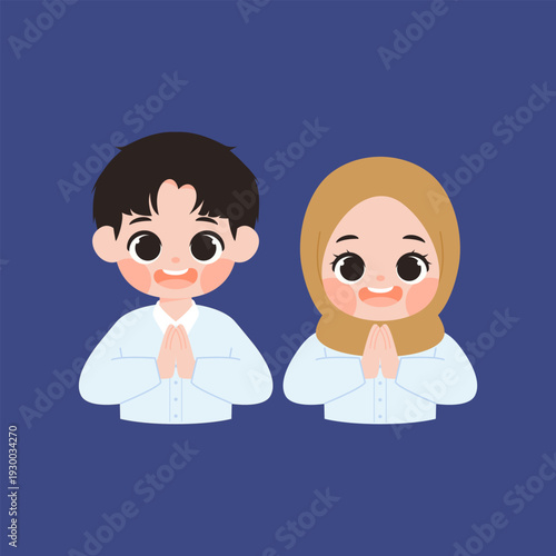 Cute Muslim Couple Offering Eid Mubarak Greetings