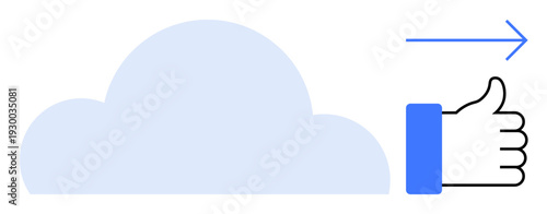 Cloud computing concept. Cloud computing ed with a cloud icon and thumbs-up approval. Cloud computing indicating efficient data management and positive outcomes. For technology, IT solutions, digital
