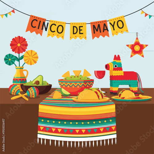 Festive Cinco de Mayo illustration featuring traditional elements