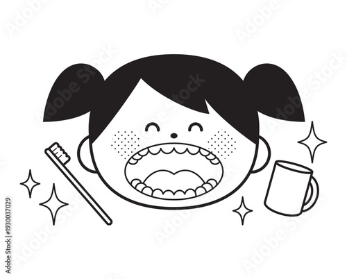 歯磨き上手なきれいな歯の子供