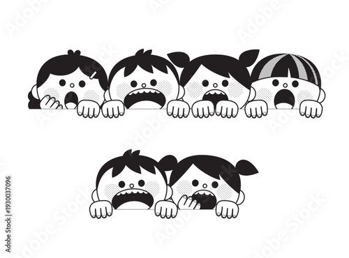 壁から覗き込む子供