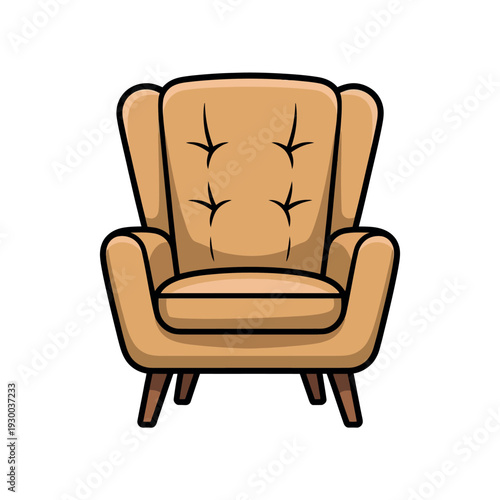 Upholstered wingback armchair featuring classic tufting design isolated against a plain.