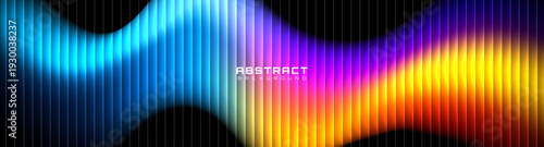 Colorful ribbed abstract background overlap layer on dark space with reeded glass decoration. Modern graphic design element vertical cutout style concept for web, art, flyer, card, or brochure cover