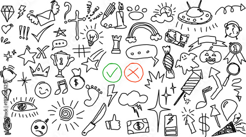 doodle of various hand draw vector illustration shaped