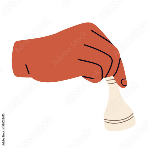 Flat vector illustration of diverse hands holding chess pieces in different gestures. Modern minimal cartoon style isolated on light background for branding, marketing, and educational design.