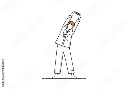 Person Performing Side Stretch Exercise Standing Upright With Arms Overhead For Full Body Warmup Routine