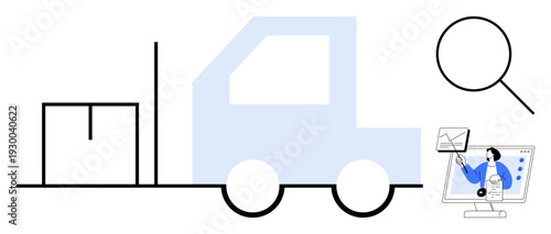 Logistics concept. Logistics focuses on package delivery, data tracking, and optimization. Logistics improves efficiency in supply chain, shipping, and global trade. For e-commerce, business growth