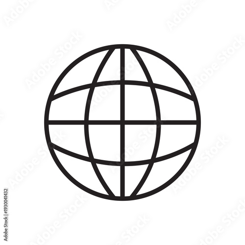 Minimalist globe icon for global network cybersecurity web interface design line vector with planet earth concept visual