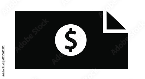 Black icon depicting a dollar bill with a dollar sign symbol inside