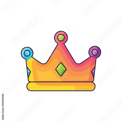 Colorful illustrated crown with gemstones and vibrant, layered colors